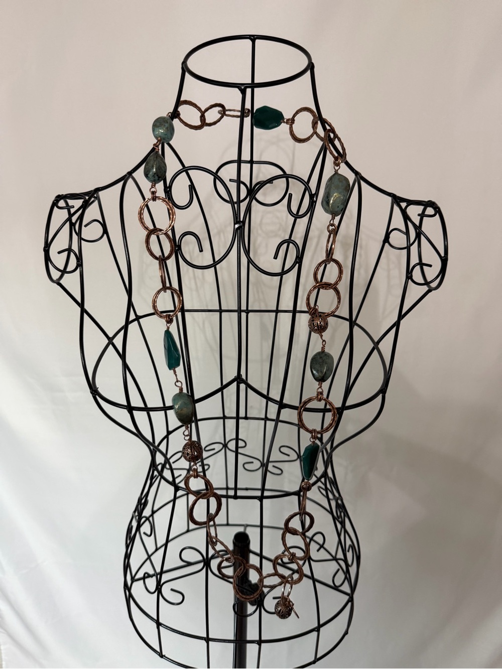 Chico's Teal and Copper Long Bead Necklace